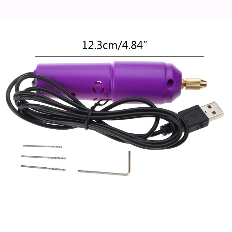 Мини-электродрель - Портативная мини-электродрель USB, ручная микро-USB дрель с 3 сверлами и L-образными штифтами, DC 5V
