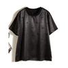 Satin Poplin Silk Three-Dimensional Smoky Hot Short Sleeve Gloss T-shirt Women Amoi Round Neck Top Design Strong Push
