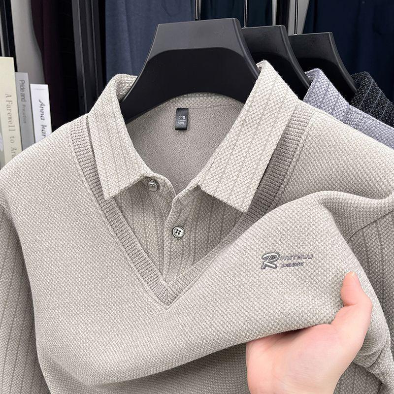 Мужской зимний шерстяной пальто из велюра и шерсти - Теплая куртка для среднего возраста