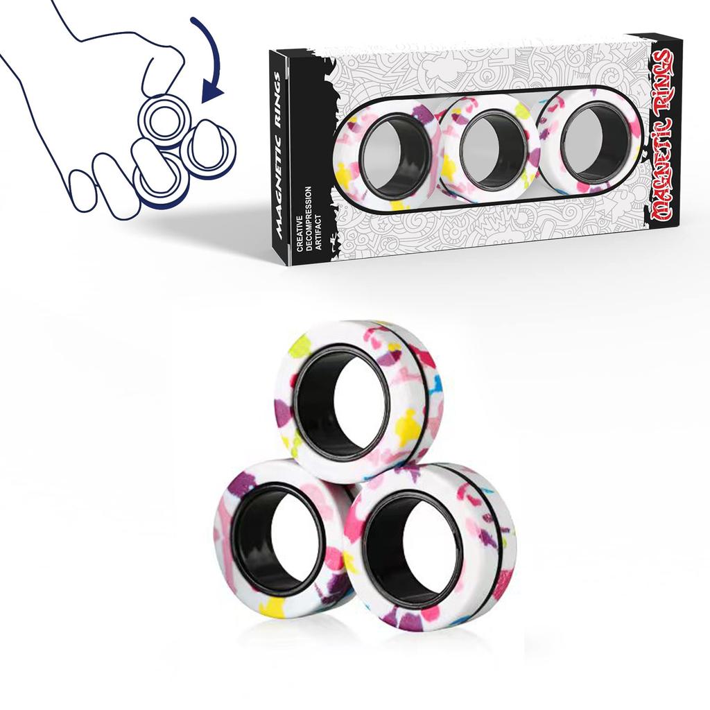 YISHIDANY 3Pcs Fidget Magnetic Ring Toys Fingers Magnet Rings ADHD Stress Relief Magical Spinner Toys for Adult Kids Anxiety