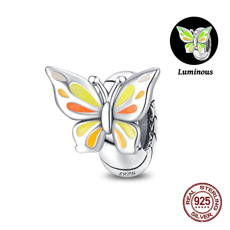 925 Sterling Silver Butterfly Tulip Iris Flower Charms Beads Fit 925 Original Bracelets Fine DIY Valentine Jewelry Gifts
