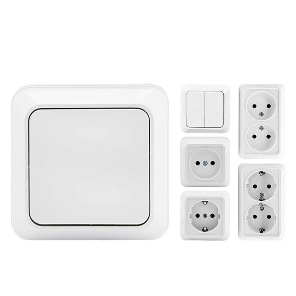 White Wall Switch Wall Surface Mount Power Socket Durable Surface Mount Switch
