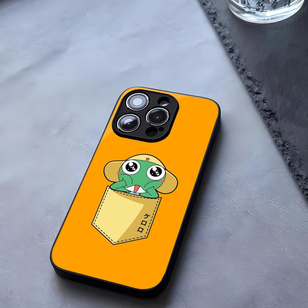 Мультяшный чехол-лягушонок Keroro Gunsou из закаленного стекла для IPhone 17 13 14 16 12 15 11 Pro Max Plus Mini X XR SE2020 Coque