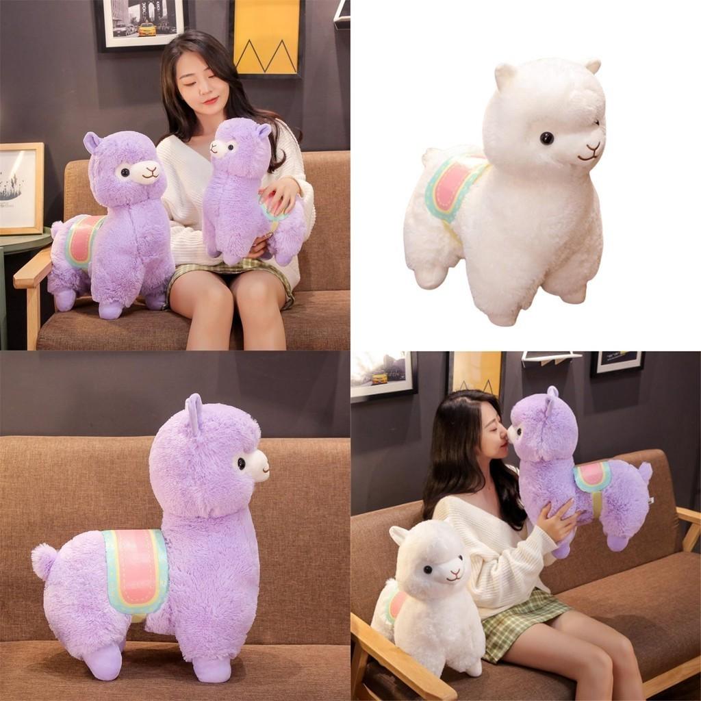 Большая милая плюшевая игрушка-альпака для девочек, мягкая и приятная для объятий, плюшевая кукла-ягненок с наполнителем из полипропиленового хлопка для сна или объятий, розового, белого и фиолетового цветов