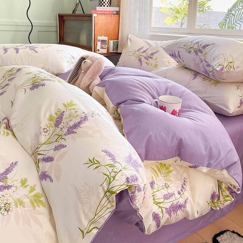 Комплект из четырех предметов из хлопка, кровать из чистого хлопка, пододеяльник, простыня, комплект из трех предметов для спальни, постельное белье