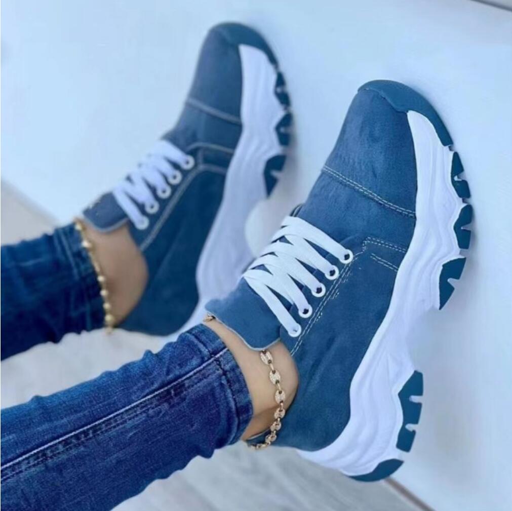 Fashion 2024 Sneakers Women's Shoes New Canvas Shoes Casual Women's Sneakers Lace-up Vintage Shoes Women Platform Zapatillas Mujer