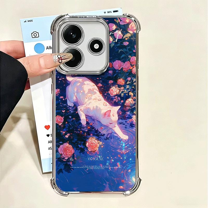 Ночная Луна Кошка Мечтательное Искусство Мягкий Чехол Для Телефона Для Xiaomi Poco X7 X8 Pro Max X6 X5 X3 F8 Ultra F7 M8 M7 M5S Redmi 15C 15A 15 14C 13C