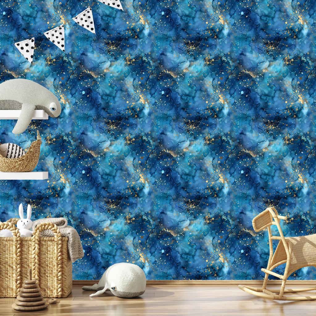 Wallpaper Ink blue, navy blue, turquoise and sea green 50x1000