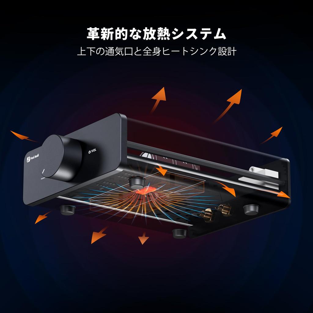 Fosi Audio V3 Hi-Fi Усилитель мощности, TPA3255 Класс D 300 Вт x2 Усилитель, 2.0-канальный стерео, Миниатюрный интегрированный настольный цифровой усилитель для домашнего аудио