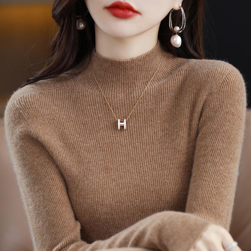 Women's 2025 Autumn/Winter High Neck Slim Fit Knit Sweater