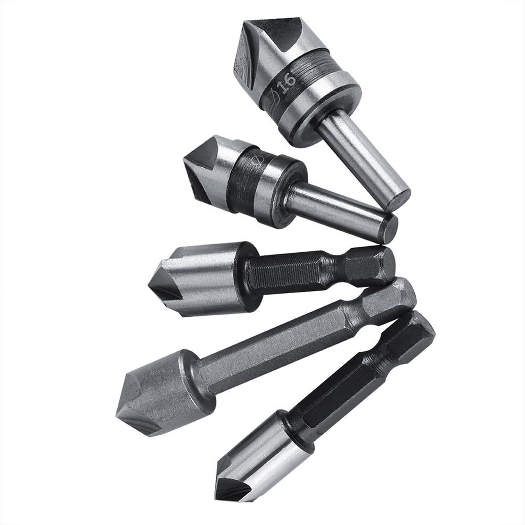 5 шт./компл., высокоскоростное стальное промышленное сверло с зенковкой, 5 канавок, деревообрабатывающий резак для снятия фаски