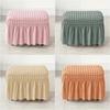 Seersucker Footstool Skirt Cover Durable Stretch Spandex Ottoman Cover Solid Color Non Slip Footrest Slipcover For Living Room
