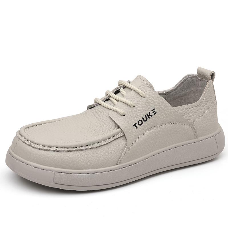 Fashion Men's Leather Shoes 2025 Autumn Fashion Lace Up Breathable Outdoor Casual Flats Lightweight Comfortable Non Slip Luxury Loafers