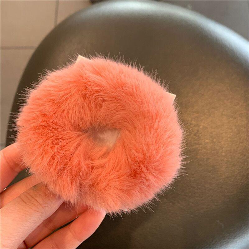 Эластичные резинки для волос из искусственного меха, резинки для волос, винтажные женские, сплошные, держатели для хвостиков, резиновые повязки на голову, модные женские аксессуары для волос