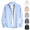 Designer Spring Summer Men's Casual Cotton Linen Solid Color Long Sleeve Shirts Loose Stand Collar Shirts
