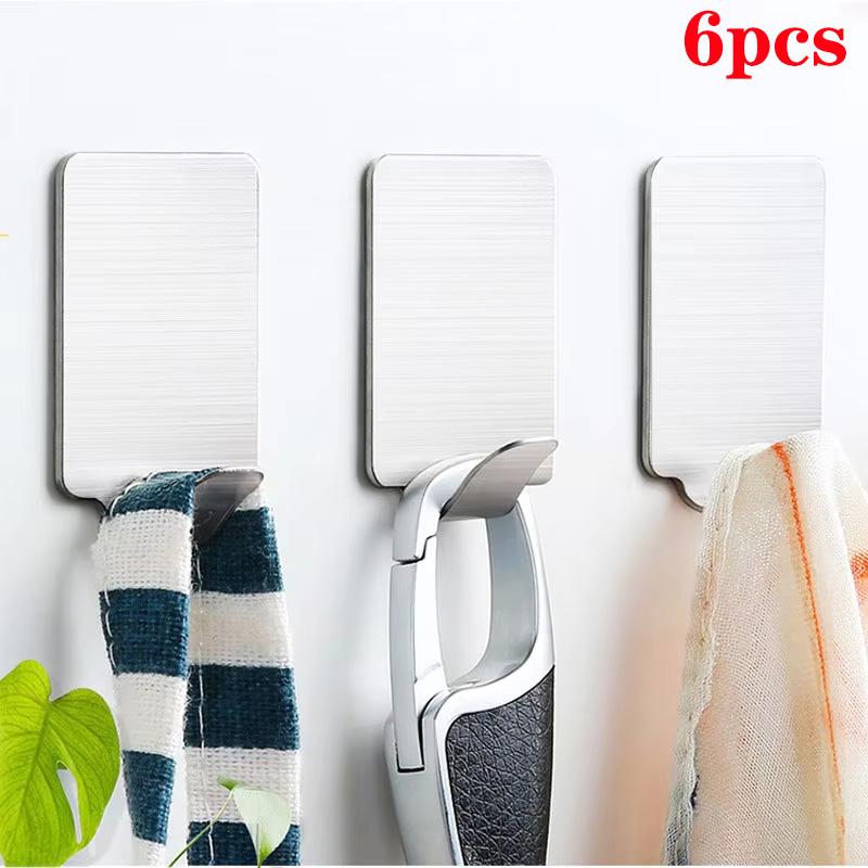 Self Adhesive Wall Hook Bathroom Kitchen Wall Door Hook Stainless Steel Hook Hanger Door Hanger Hook Holder Hat Key Towel Hooks
