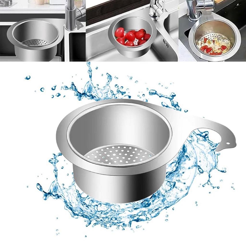 Multi-functional Basket,Stainless Steel Swan Sink Strainer Basket, Tap Hanging Filter Basket, Corner Sink Strainer