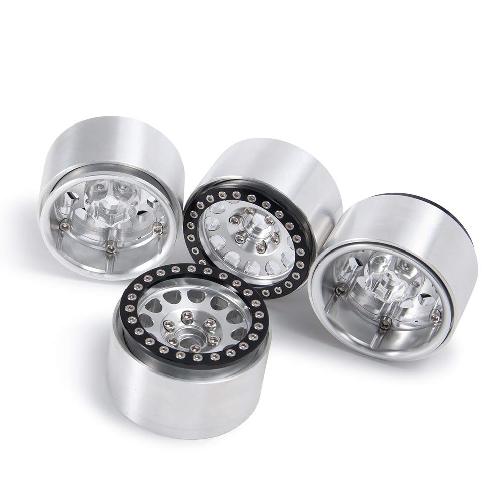 RC Car Inch Internal Beadlock Wheel Widened Version 35mm Internal Beadlock Wheel Hub for AXIAL SCX10 RC Crawler 1 and 4 1.9 No. (Silver Black, Pieces)