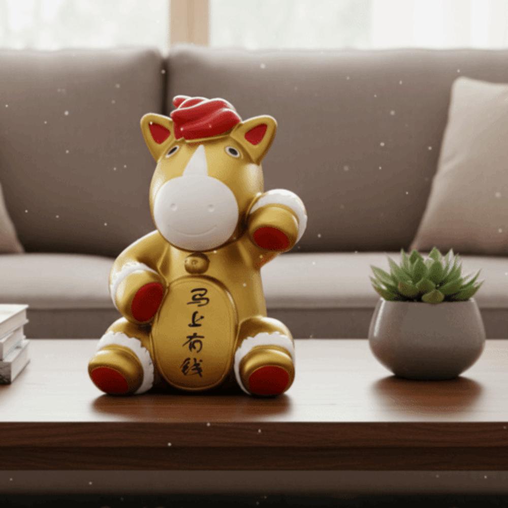 Gold Horse Money Jar Animal Coin Saving Box Durable Horse Piggy Bank New Year Celebration