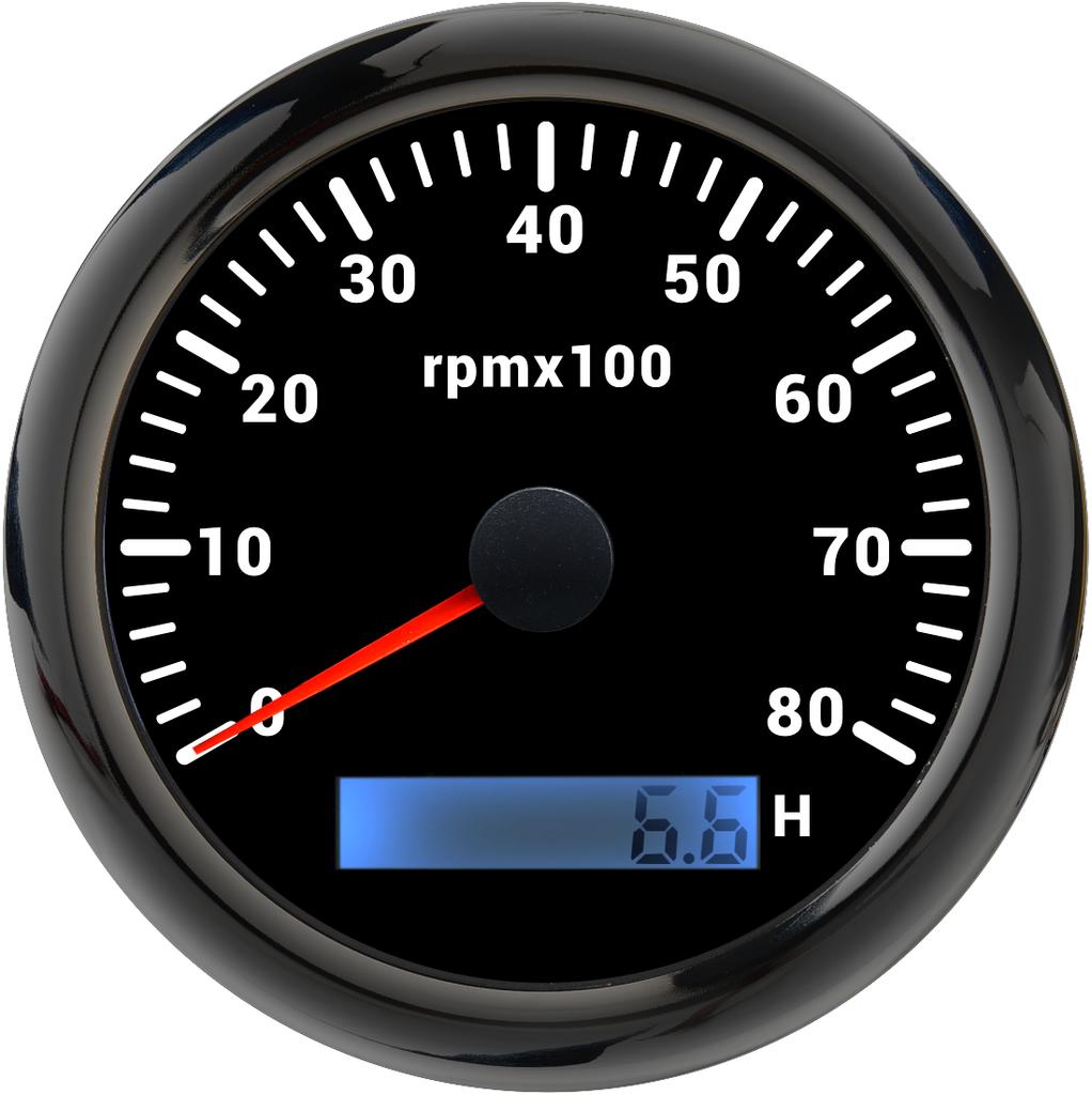 85-мм тахометр с ЖК-часомером для морской лодки, автомобиля 3000/4000/6000/8000 об/мин, тахометр, 7-цветная подсветка, цифровой дисплей