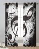 Music Notes Dot Drop Quaver Black Splash Ink Art Sheer Curtains for Living Room Window Curtains Kitchen Tulle Voile Curtains