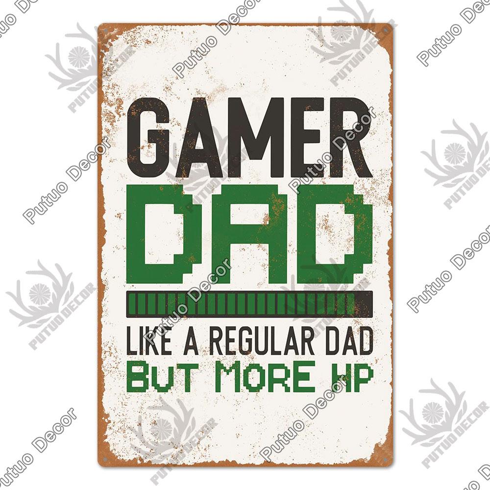 Декор Забавный Геймер Винтажная Жестяная Табличка Металлическая Пластина Ретро Игровая Комната Настенное Искусство Живопись для Дома Домашнее Украшение