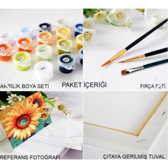 Картина по номерам Набор для хобби в рамке с пронумерованной кистью для холста и красками в комплекте пяльцы 40x50 см