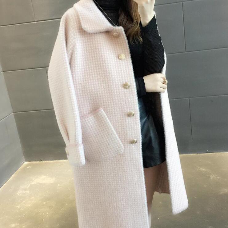 Autumn Winter Coat Female New Korean Knitted Cardigan Loose Medium Long Wool Sweater