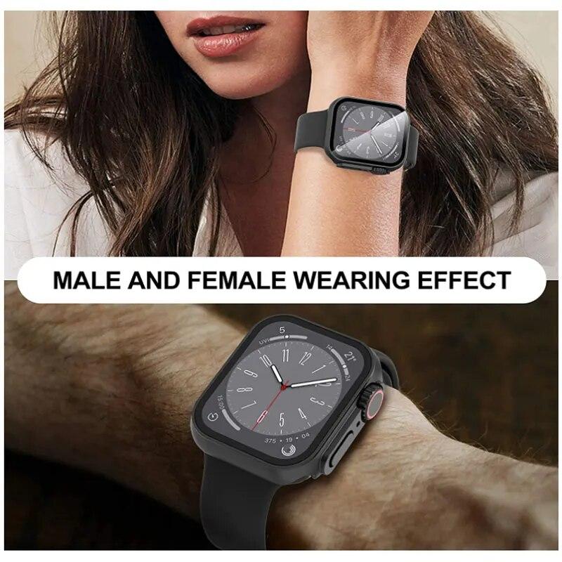 Tempered Glass Screen Protector For Apple Watch Case Series 9 8 7 6 5 4 3 Change To Ultra Iwatch Protective 45mm 44mm 41mm 40mm