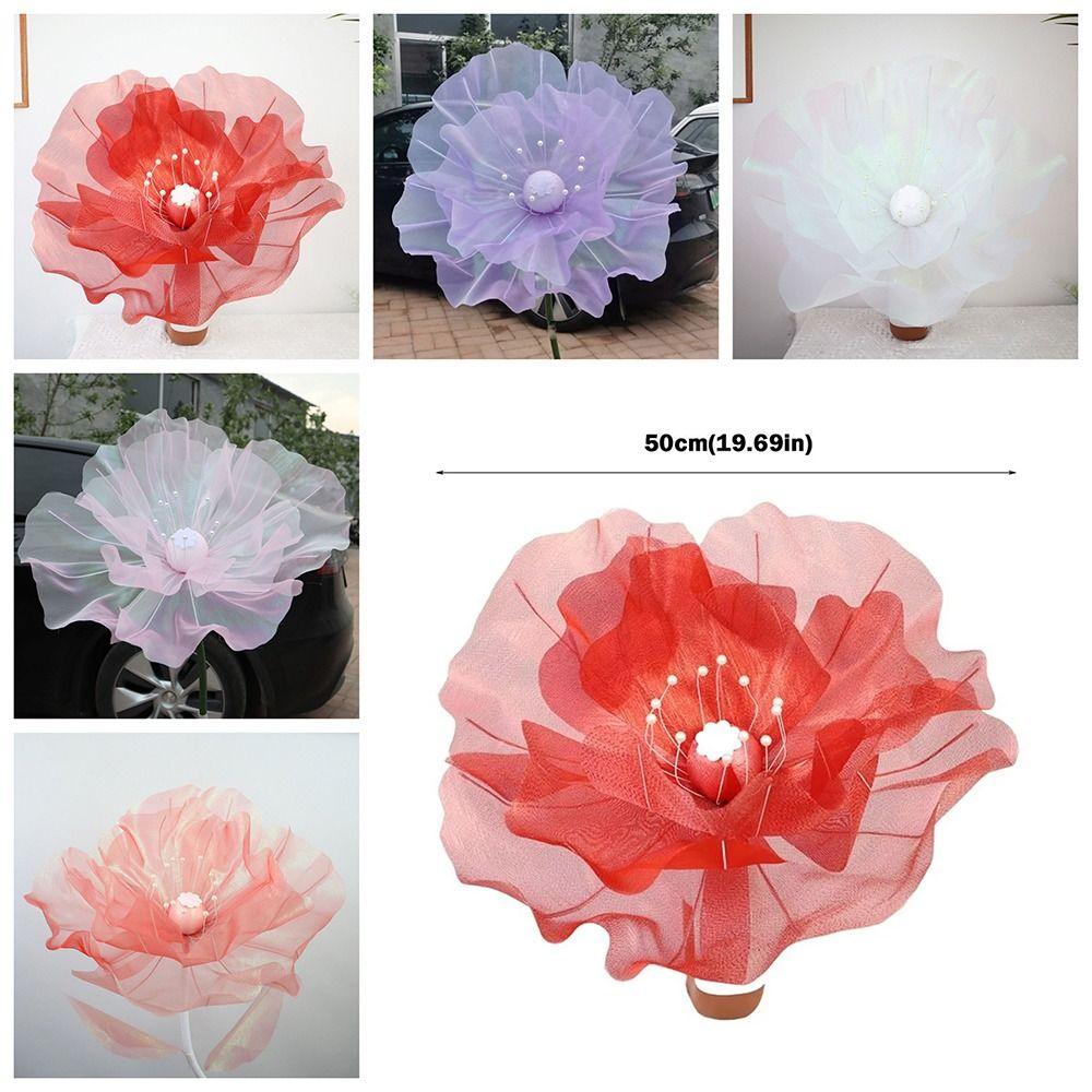 Simulation 3D Gauze Artificial Flower 50cm Big Giant Mesh Flower Hollow Silk Flower Window Display