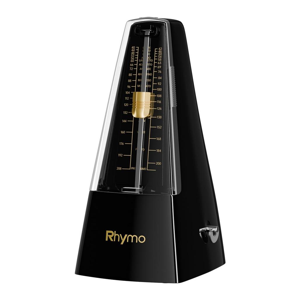 Rhymo Mechanical Metronome for Time Adjustable Winding High Recommended by Music for Instrument Black Piano/Guitar/Violin, 40-208 BPM, 4/4/4/6/8