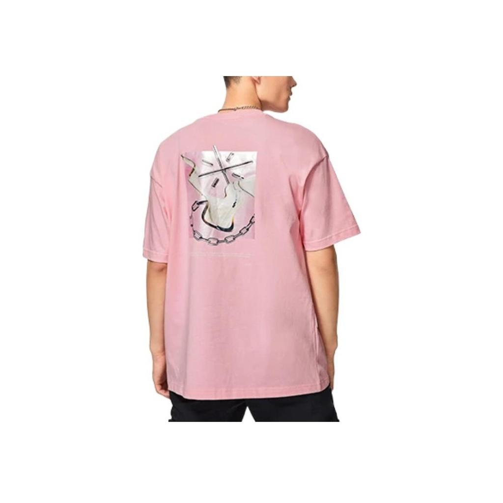 Li-Ning X Glare Artist Collaboration Wade Series SS22 абстрактный принт на спине свободная футболка с круглым вырезом унисекс топы розовые AHSS649-3