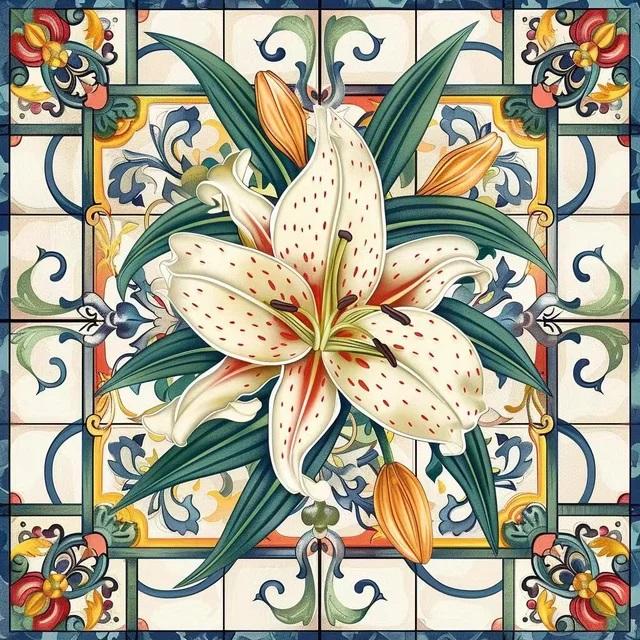 5D Diy Алмазная картина Цветная мандала Белый цветок лилии Вышивка крестом Полная квадратная круглая картина Мозаика Стразы Вышивка