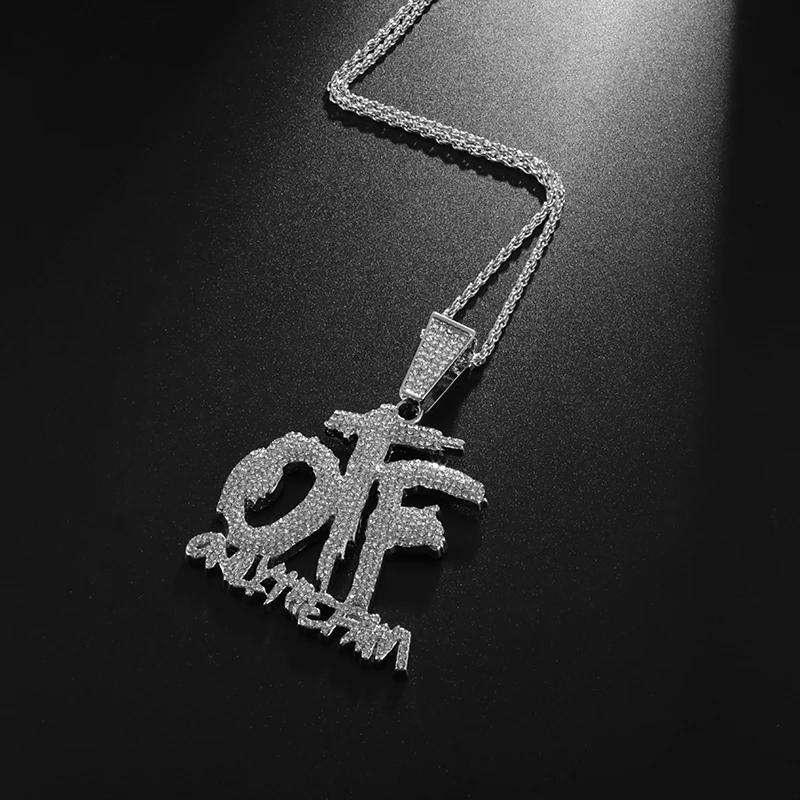 Роскошное ожерелье-подвеска с буквой Otf из циркония со льдом для мужчин и женщин, модное, рок, вечеринка, подарок на день рождения