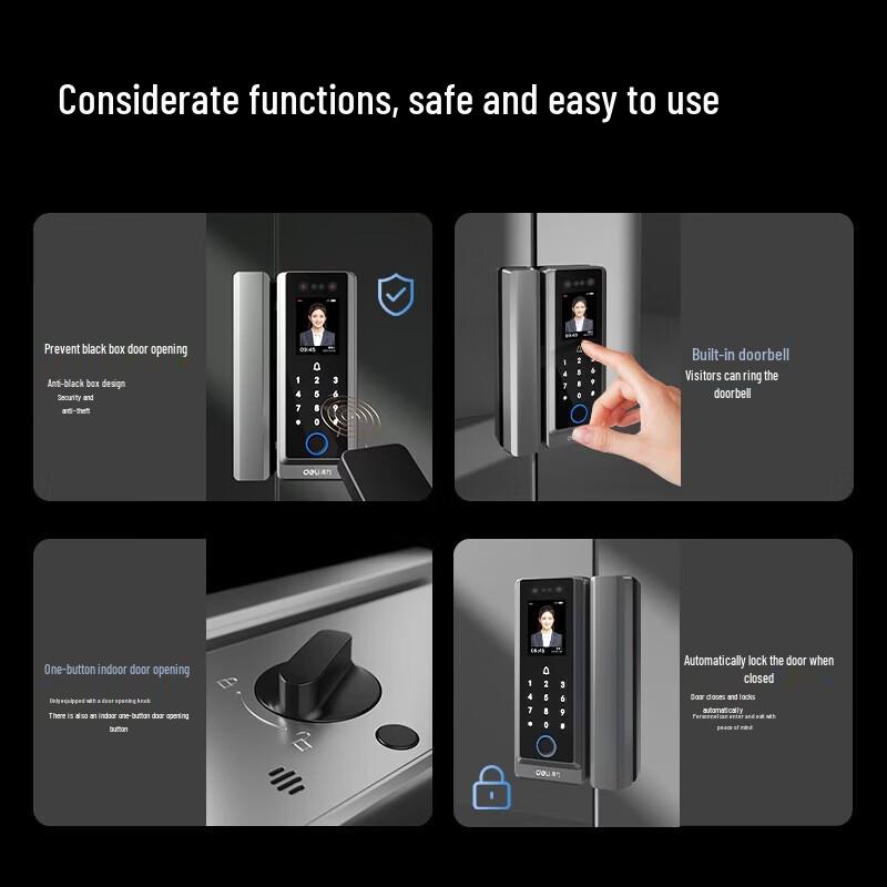 Deli AL220 Smart Glass Door Face & Fingerprint Access Control CN plug (adapter included)