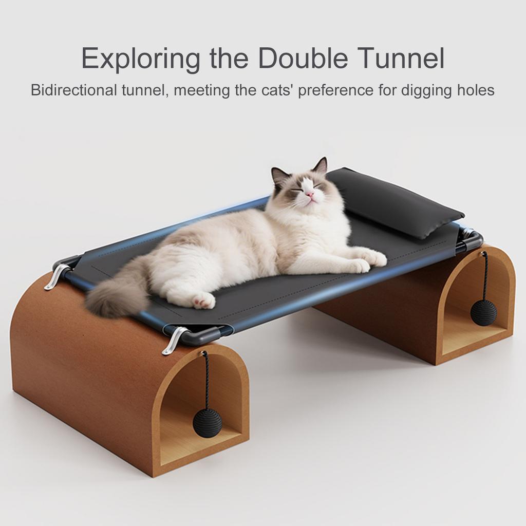 2-in-1 Tunnel Pet Camp Bed Collapsible Pet Sleeping Bed Washable Mesh Cover Cat Tunnel Bed Breathable for Puppy Rabbit Ferret
