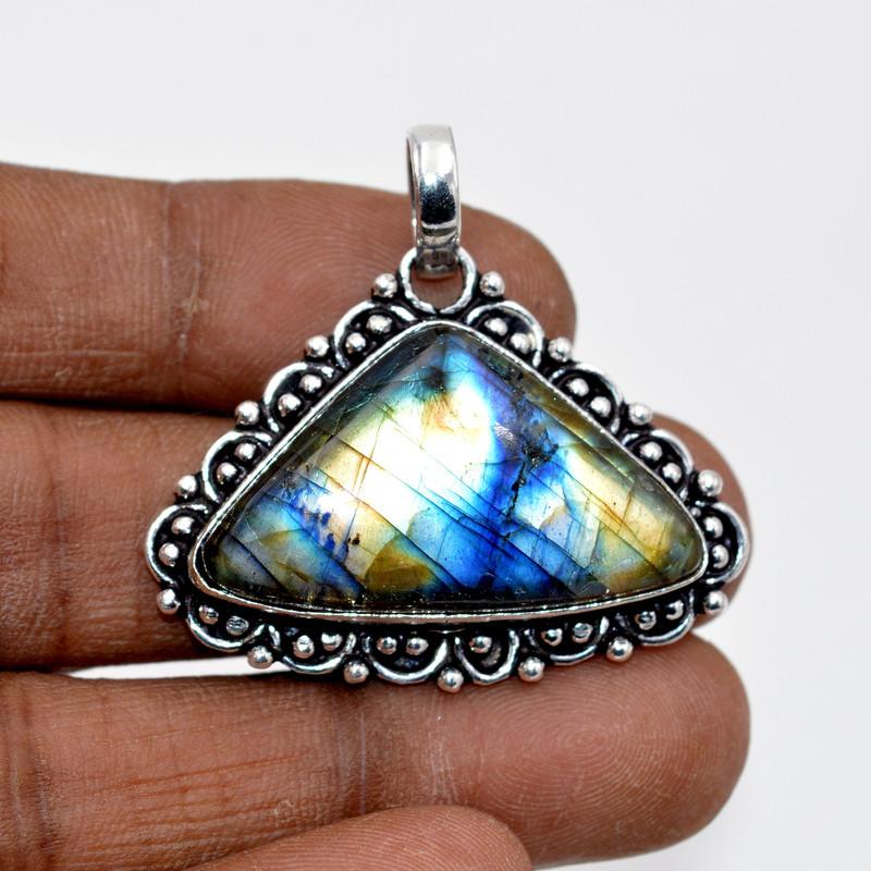 Labradorite Pendant Natural Gemstone 925 Sterling Silver Handmade Pendant Gift For Her