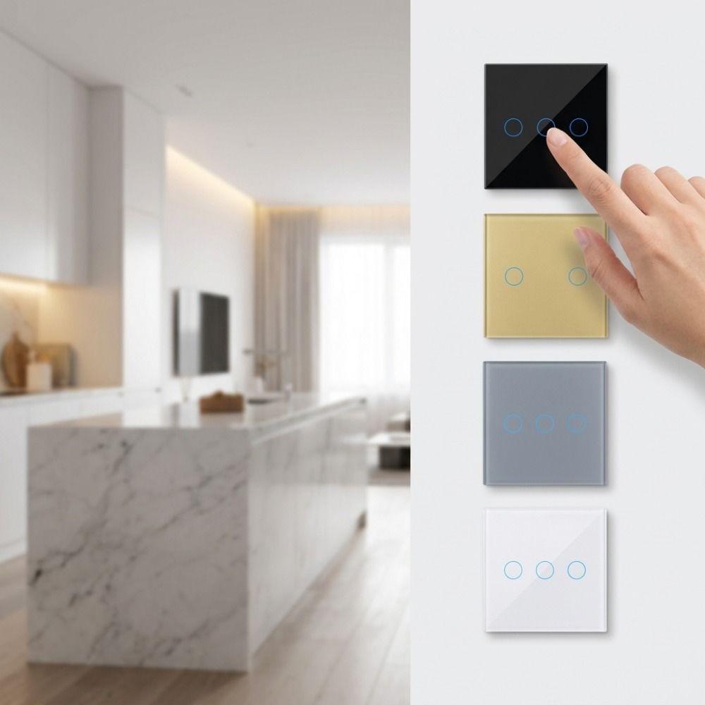 1/2/3 Gang Wall Light Switch Glass Panel Touch Panel Switch Smart Switch Lighting Control