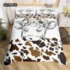 Пододеяльник Highland Cow Microfiber Western Farmhouse Animal Bedding Set Leopard Cow Skin Fur Floral Print Sheer Room