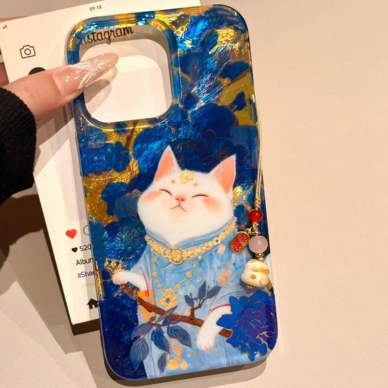 Кот в традиционном платье с золотыми акцентами, Чехол для телефона Funda For iPhone 17 Air 16 15 13 12 11 ProMax Pro Plus, Противоударный чехол