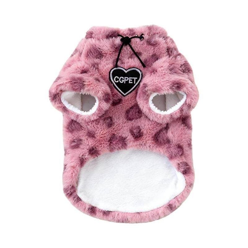Мягкий Плюшевый Свитер для Кошек с Рисунком Леопарда Одежда для Питомца для Нежного Ношения и Зимнего Тепла