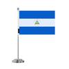 Drapeau - Nicaragua - 14 X 21 Cm - Polyester - Impression Recto/verso - Mât En Acier Inoxydable