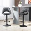 Bar Stools Set Of 2 PU Leather Swivel Barstools With Backrest And Footrest For Kitchen Counter Breakfast Bar Grey