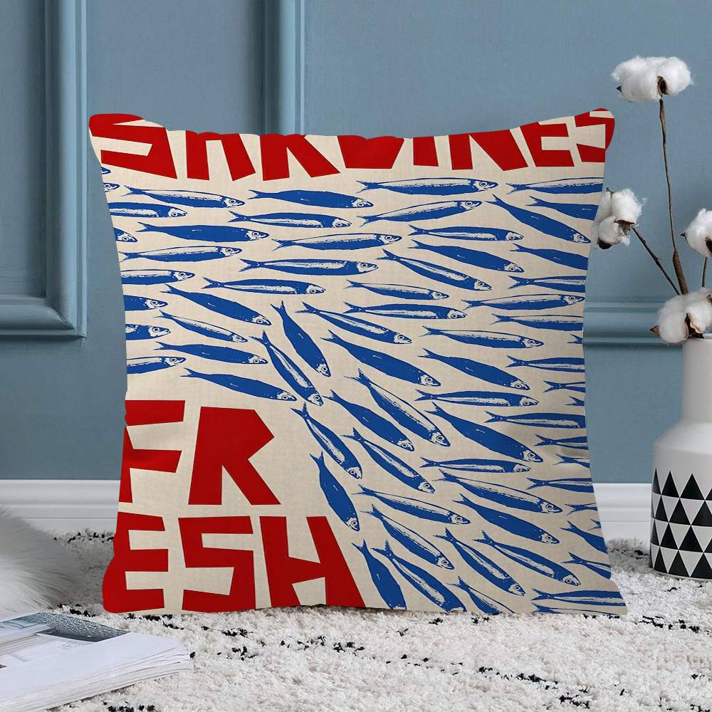Sardines Pillow Covers Cartoon Sofa Decorative Home Doublesided Printing Short Plush Cute Cushion Cover