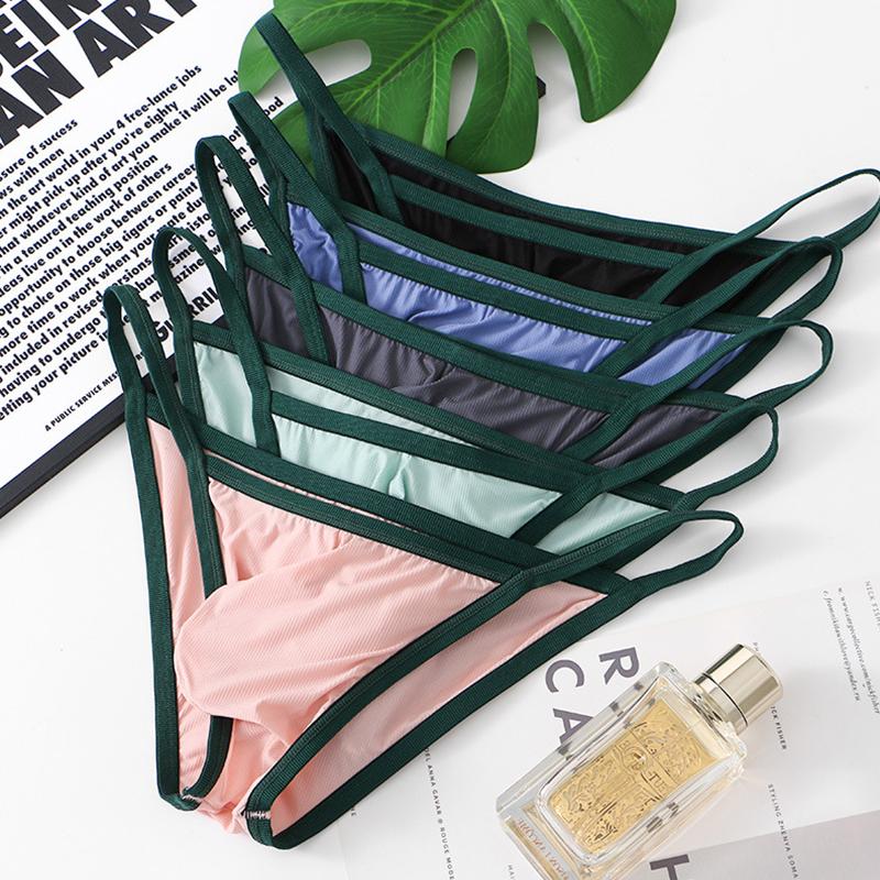 1Pc Nylon Pouch Briefs Breathable Panties Low-rise Underwear High Elastic Thong Men's