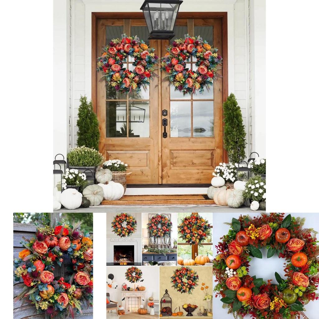 Eye-catching Thanksgiving Day Christmas Wreath Ornament For Home Decoration
