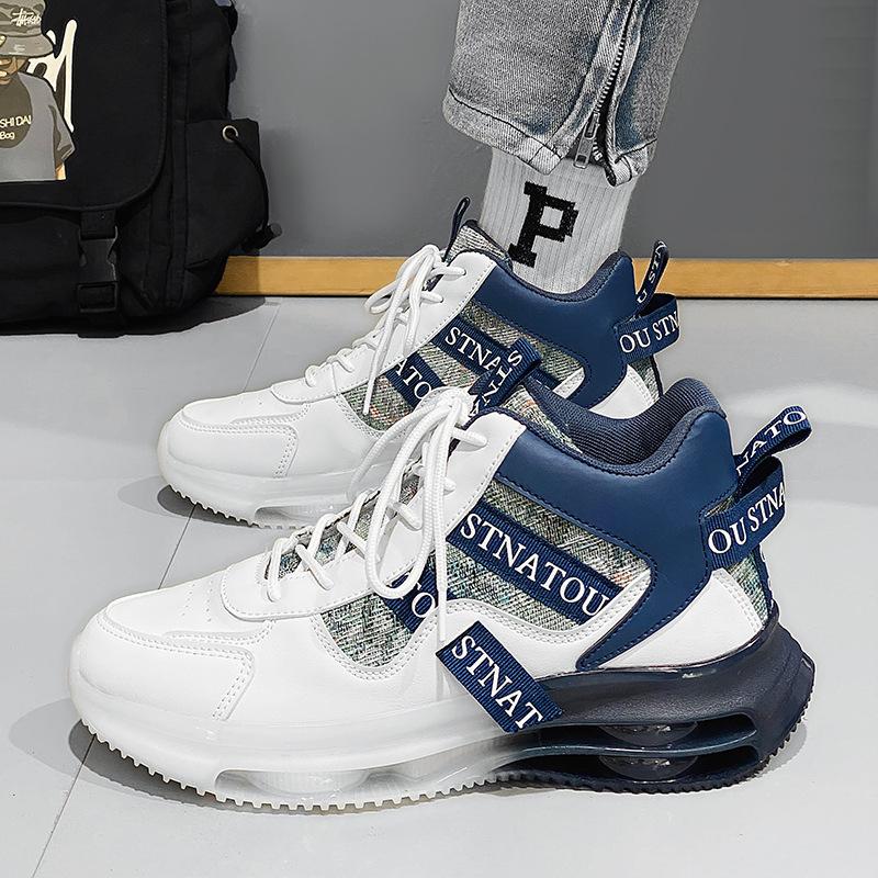 Мода 2024 Новые дышащие спортивные кроссовки с высоким верхом для мужской трендовой повседневной обуви с мягкой подошвой и высокой высотой, молодежные кроссовки для бега