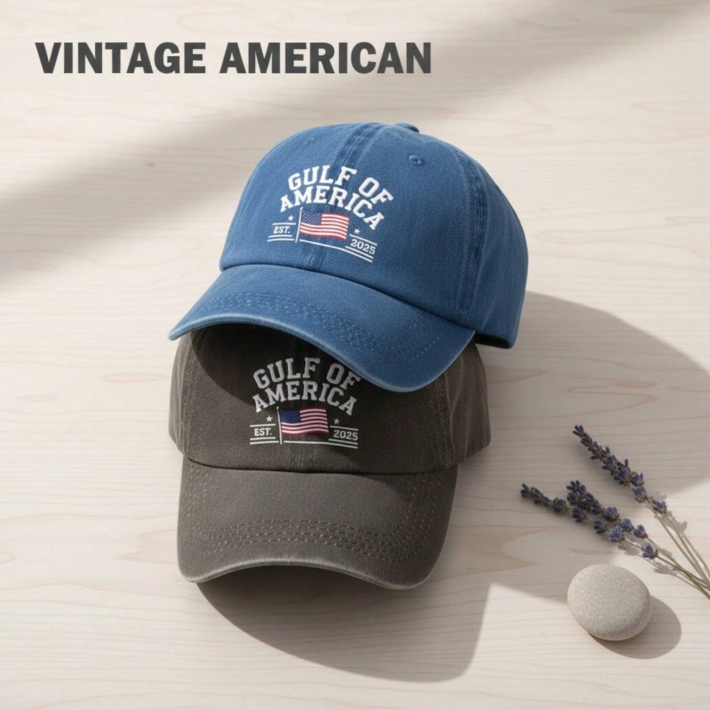 [American Flag Baseball Cap] 2025 Trendy Unisex Letter 'gulf Of America' Print Polyester Adjustable Breathable Lightweight Sun Protection Casual