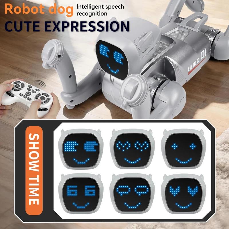 2.4G RC Собака Поющая Танцующая Программируемая Механический Голос Диалог Приложение Удаленное Управление Милое Выражение Щенка Детская Игрушка Рождественские Подарки