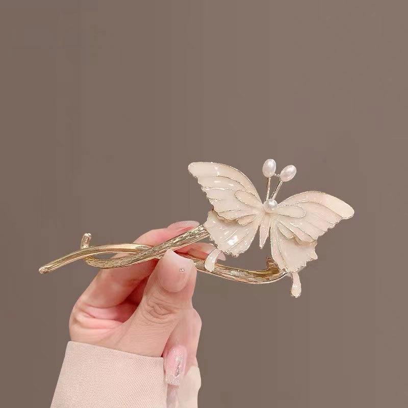 Vintage Pearl Butterfly Hairpin Exquisite Hair Flower Clips for Women Hair Accessories